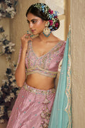 Vibrant Pink Lehenga Choli with Turquoise Dupatta – Festive Wear for Weddings & Parties RTI