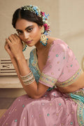 Vibrant Pink Lehenga Choli with Turquoise Dupatta – Festive Wear for Weddings & Parties RTI