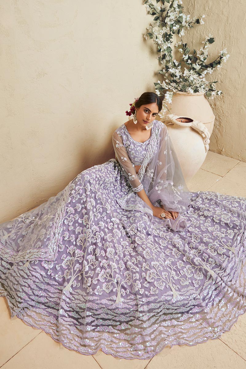 Designer Lavender Nat Lehenga Choli with Dupatta | Indian Ethnic Wear UK RTI