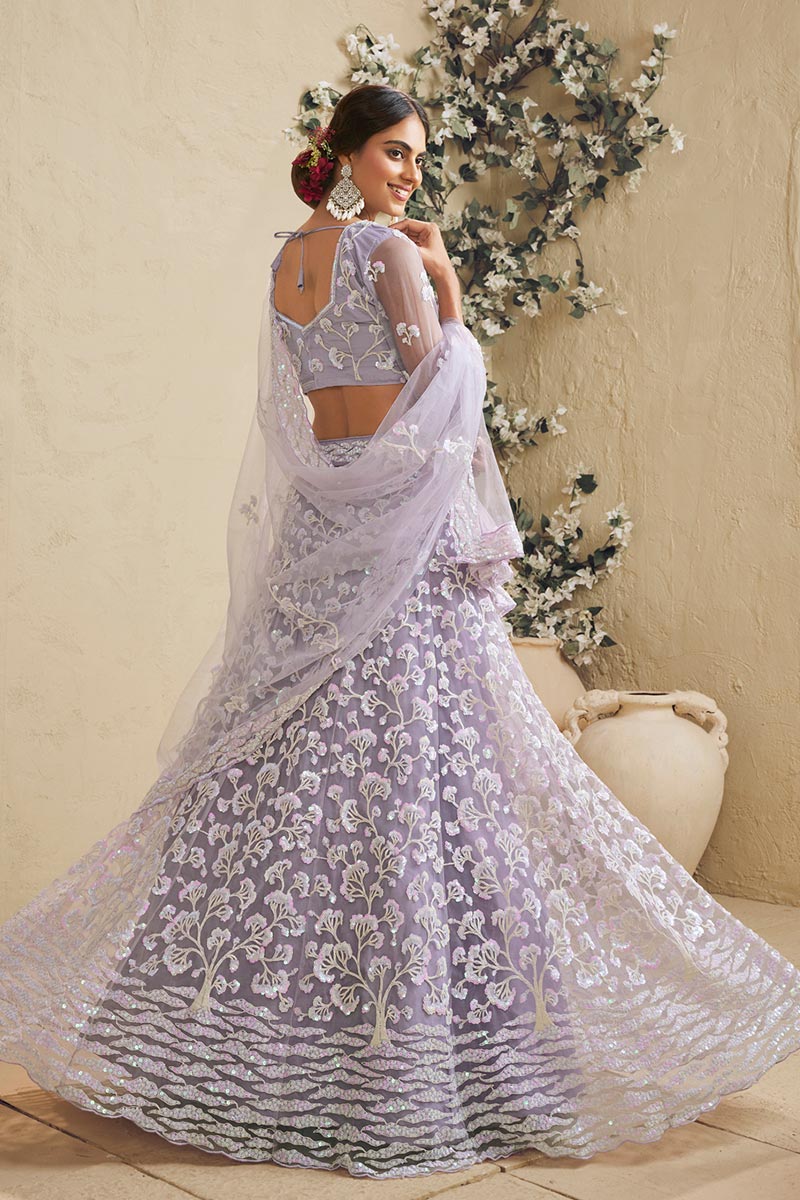 Designer Lavender Nat Lehenga Choli with Dupatta | Indian Ethnic Wear UK RTI