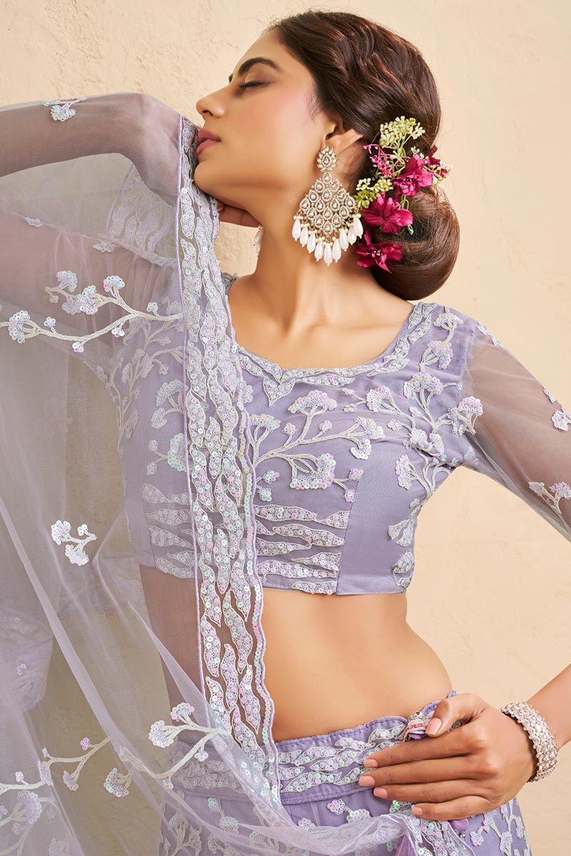 Designer Lavender Nat Lehenga Choli with Dupatta | Indian Ethnic Wear UK RTI