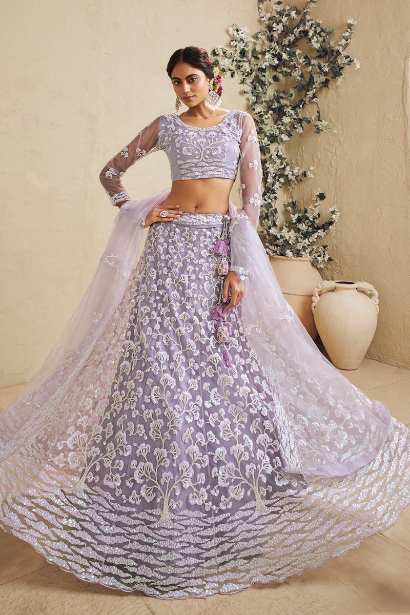 Designer Lavender Nat Lehenga Choli with Dupatta | Indian Ethnic Wear UK RTI