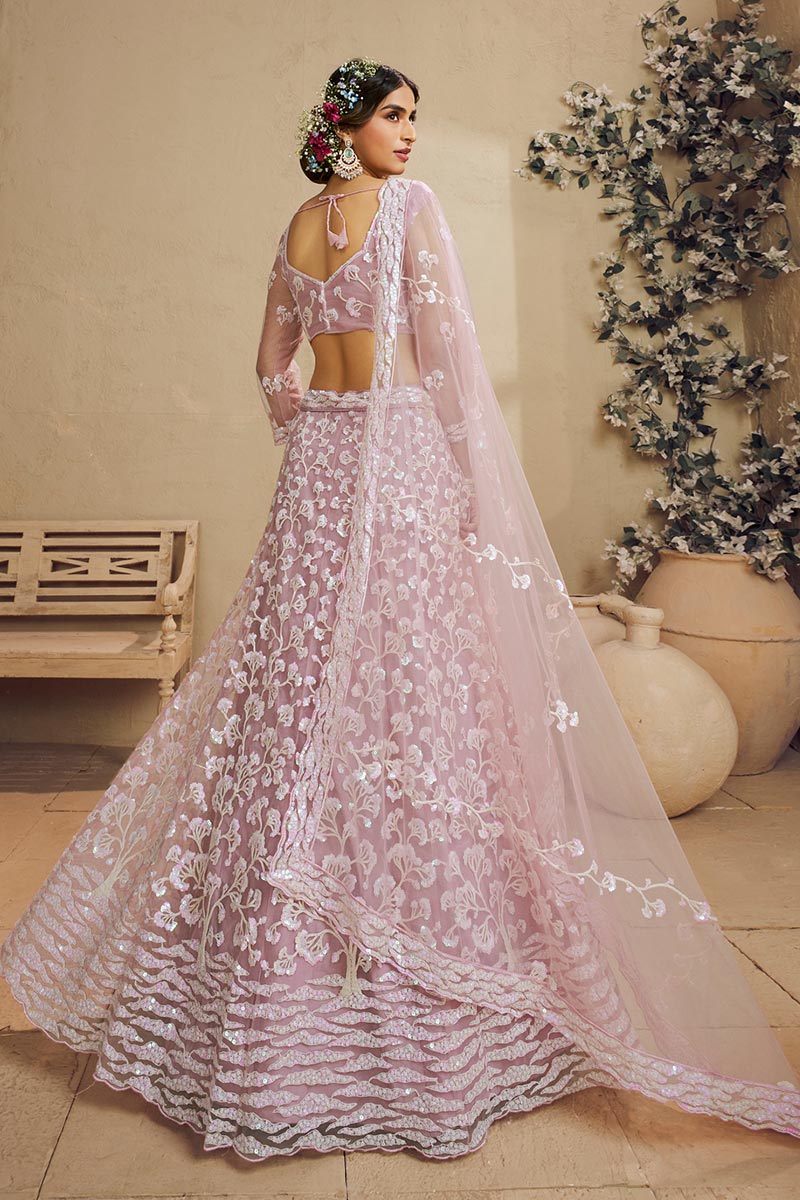 Exquisite Pink Lehenga Choli Ensemble with Embroidery &  Pink Dupatta RTI