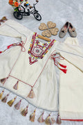 Girls Cream Mirror Work Kurta with Palazzo – Traditional Indian Ethnic Set RTI