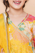 Yellow Floral Anarkali Kurta Set for Girls – Indian Ethnic Outfit with Dupatta RTI