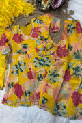 Yellow Floral Anarkali Kurta Set for Girls – Indian Ethnic Outfit with Dupatta RTI
