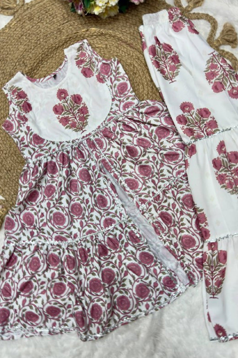 Kids Sharara Suit for Girls – Pink Printed Kurta with Flared Pants RTI