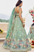 Pastel Green Floral Embroidered Lehenga Set with Dupatta RTI