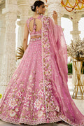 Elegant Pink Floral  Organza Embroidered Lehenga Choli Set RTI