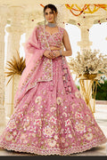Elegant Pink Floral  Organza Embroidered Lehenga Choli Set RTI