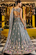 Green Tissue Floral Embroidered Lehenga Set with Dupatta RTI