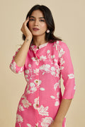 Pink Floral Co-ord Set with Straight Pants PR