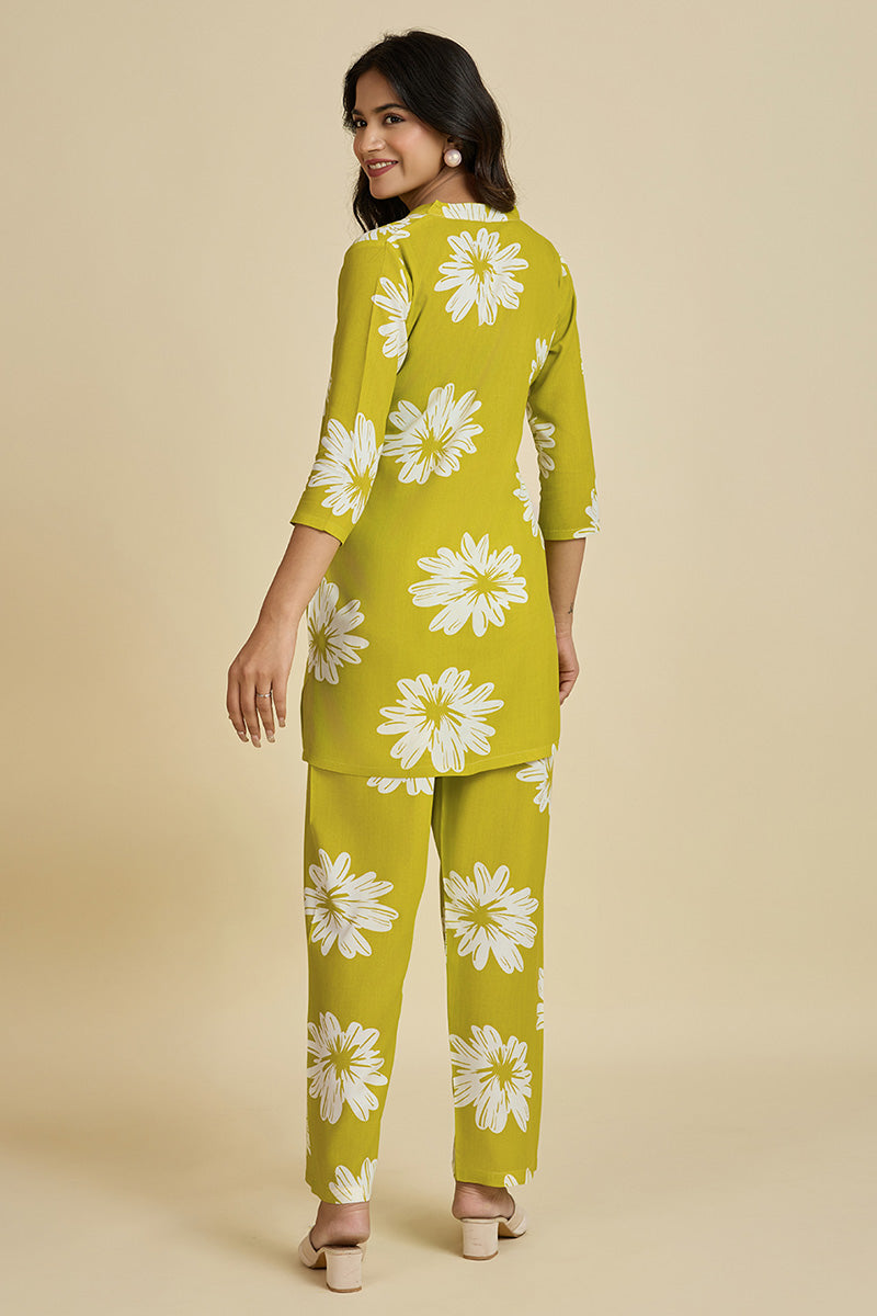 Stylish Yellow Kurta Co-ord Set | Floral Indian Outfit for Women PR