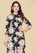 Comfort Fit Black Floral Kurta Co-ord | Indo-Western Set for Women PR