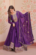 Trendy Purple Anarkali Suit with Embroidered Dupatta RTI