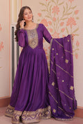 Trendy Purple Anarkali Suit with Embroidered Dupatta RTI