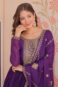 Trendy Purple Anarkali Suit with Embroidered Dupatta RTI