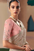 Festive Grey Saree with Zari Embroidery – Party Ready Look RTI