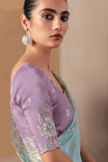 Elegant Sky Blue Saree for Weddings, Receptions & Celebrations RTI