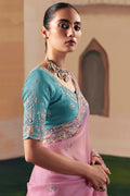 Trendy Pink Organza Saree for Bridesmaids & Special Occasions RTI