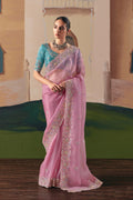 Trendy Pink Organza Saree for Bridesmaids & Special Occasions RTI
