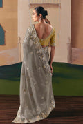 Grey Embroidered Saree with Rich Yellow Blouse – Elegant Party Wear RTI
