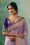 Elegant Lavender Silk Saree with Zari Embroidery RTI