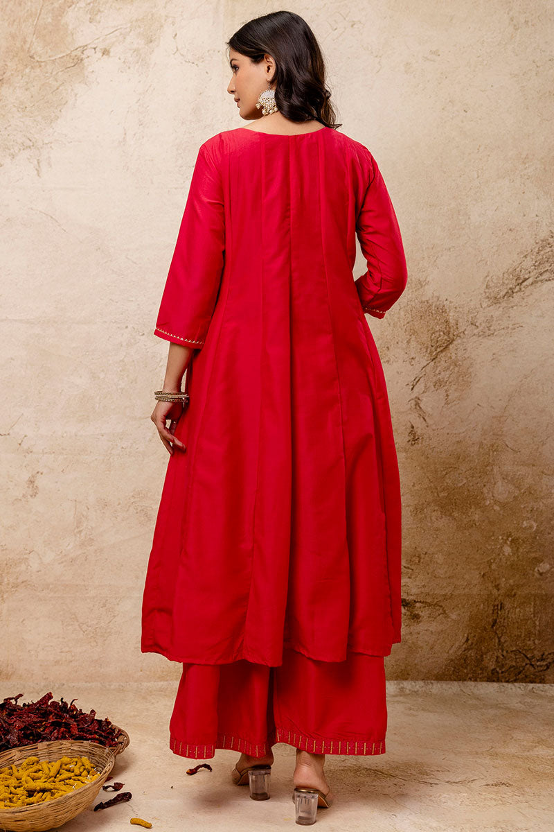 Silk Blend Pink Salwar Kameez Set with Sequins & Thread Work RTI