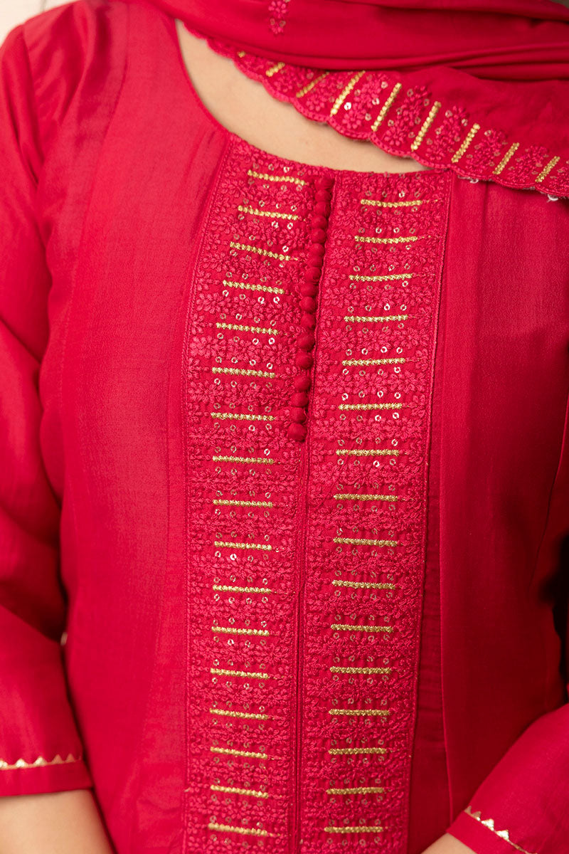 Silk Blend Pink Salwar Kameez Set with Sequins & Thread Work RTI