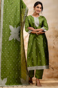 Green Salwar Kameez Set – Silk Blend, Embroidered Design RTI
