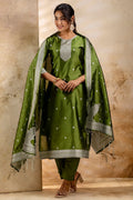 Green Salwar Kameez Set – Silk Blend, Embroidered Design RTI