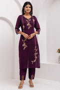 Designer-Style Fuchsia Wine Kurta Set | Women’s Festive Ethnic Collection UK RTI