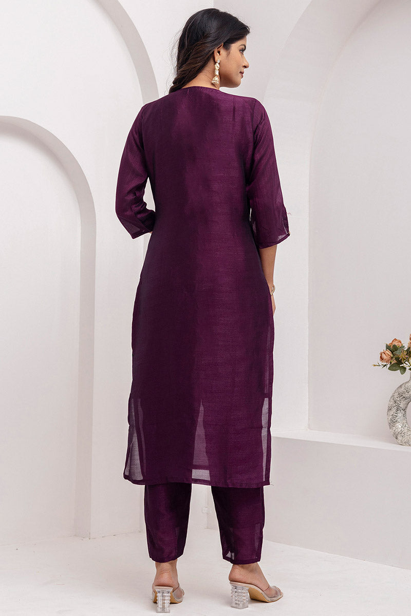 Designer-Style Fuchsia Wine Kurta Set | Women’s Festive Ethnic Collection UK RTI
