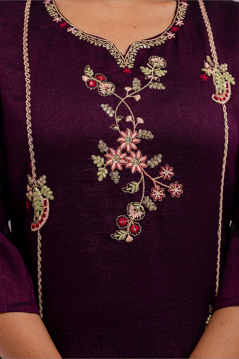 Designer-Style Fuchsia Wine Kurta Set | Women’s Festive Ethnic Collection UK RTI