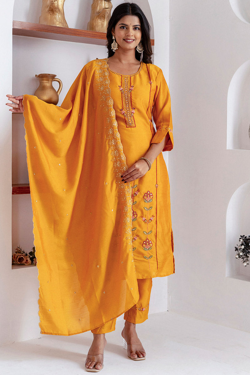 Festive Fuchsia Embroidered Kurta Suit | Traditional Wear for Women RTI