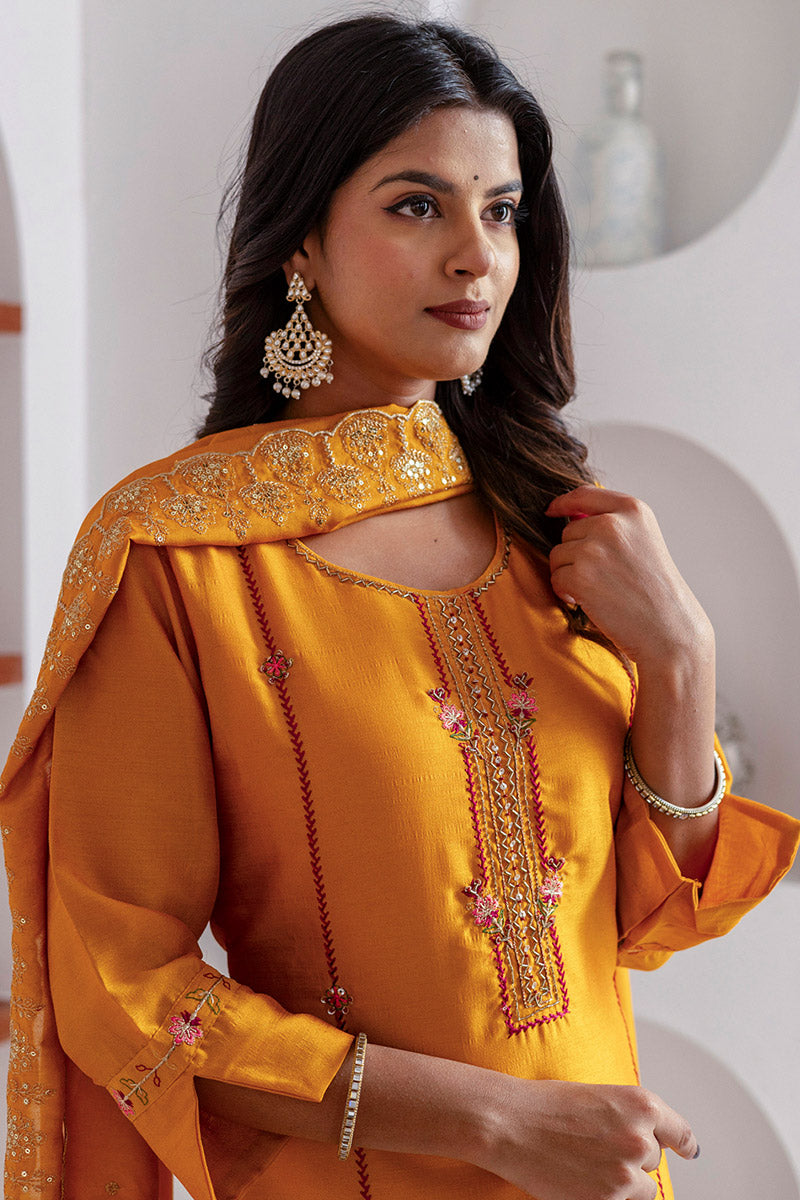 Festive Fuchsia Embroidered Kurta Suit | Traditional Wear for Women RTI