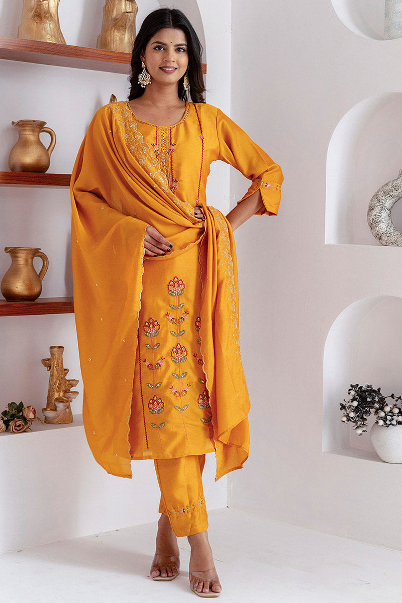Festive Fuchsia Embroidered Kurta Suit | Traditional Wear for Women RTI
