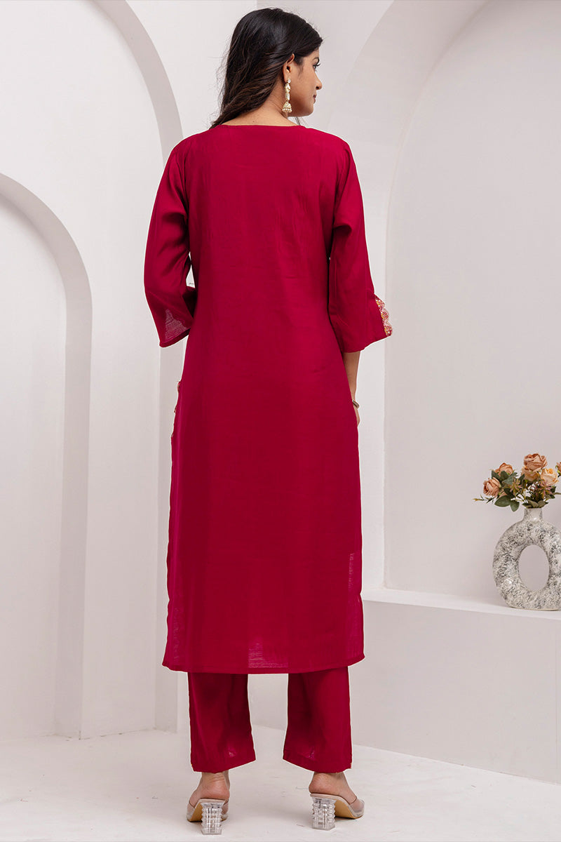 Affordable Fuchsia Kurta Set with Dupatta | Ethnic Wear for Women UK RTI