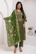 Women’s Mehendi Green Kurta Set | Embroidered Dupatta Outfit at Best Price UK RTI