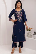 Trendy Fuchsia Embroidered Navy Blue Salwar Suit | Ethnic Fashion Deals UK RTI