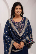 Trendy Fuchsia Embroidered Navy Blue Salwar Suit | Ethnic Fashion Deals UK RTI