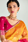 Sunset Radiance Ombre Organza Saree with Embroidered Blouse LF