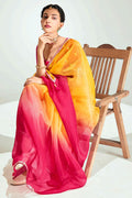 Sunset Radiance Ombre Organza Saree with Embroidered Blouse LF