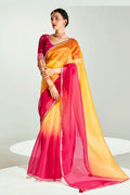 Sunset Radiance Ombre Organza Saree with Embroidered Blouse LF