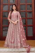 Rose Pink Embroidered Net Anarkali Suit with Dupatta – Elegant Partywear SN