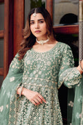 Green Embroidered Net Anarkali Suit with Dupatta – Elegant Partywear SN