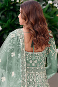 Green Embroidered Net Anarkali Suit with Dupatta – Elegant Partywear SN