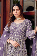 Purple Embroidered Net Anarkali Suit with Dupatta – Elegant Partywear SN