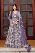 Purple Embroidered Net Anarkali Suit with Dupatta – Elegant Partywear SN