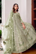 Mint Green Embroidered Net Anarkali Suit with Dupatta – Elegant Partywear SN